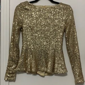 Gold Sequins Peplum Top